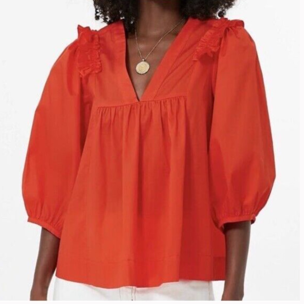 Nwt Harshman Coral Cheryl Blouse Orange